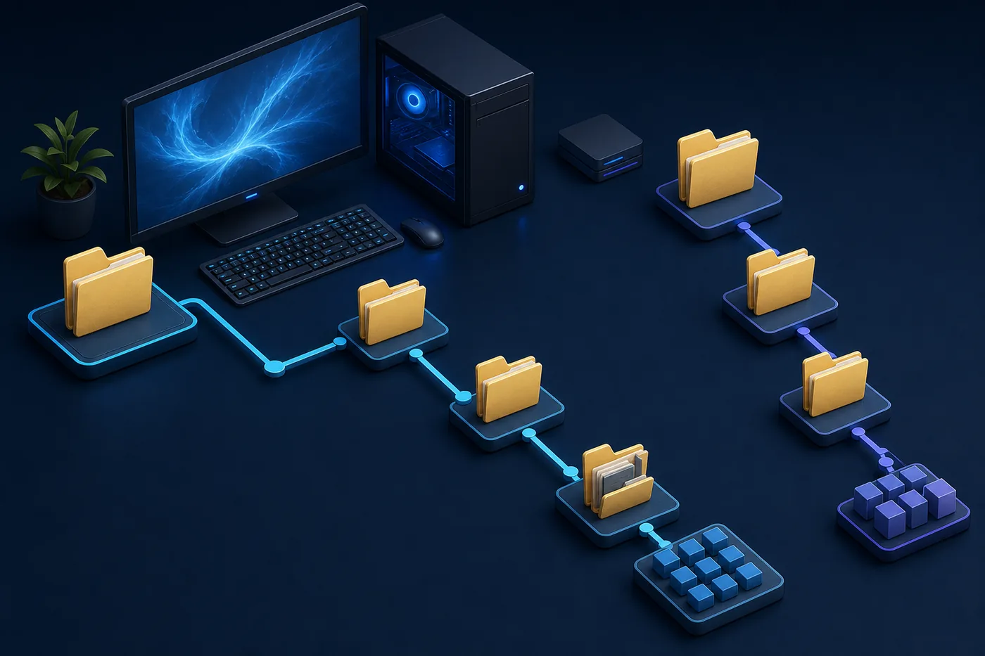 Ilustração de pastas separadas para downloads de depot da Steam