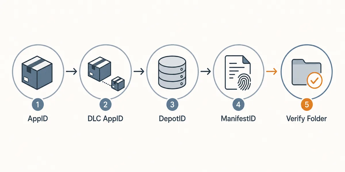 Ablauf für AppID DLC-AppID DepotID ManifestID und Ordnerprüfung