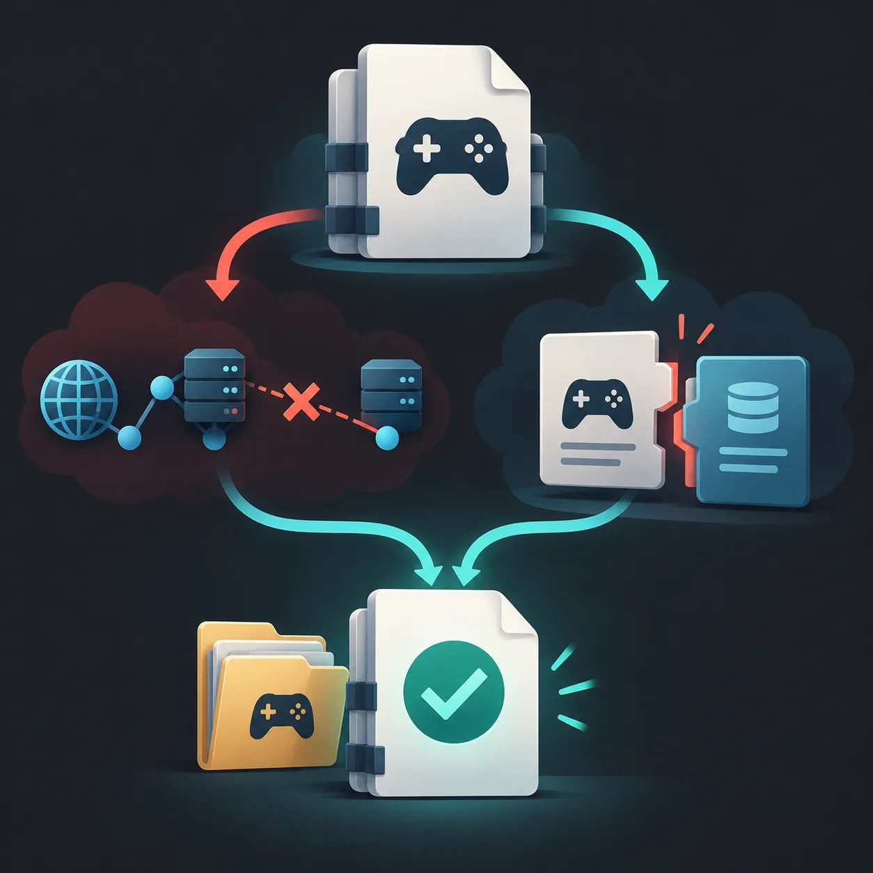Schéma éditorial séparant un problème réseau du client Steam d’un décalage d’AppID ou de depot
